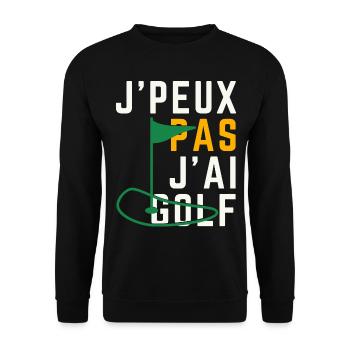 Ich kann nicht Golf haben - Unisex Pullover - Schwarz - Vorne - Alina (178cm) & Michal (187cm)