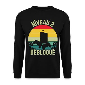 Level 2 Unlocked - Unisex Sweatshirt - black - Front - Alina (178cm) & Michal (187cm)