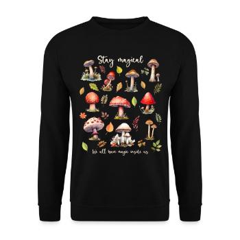 Pilze sind magisch. Naturfreund. - Unisex Pullover - Schwarz - Vorne - Alina (178cm) & Michal (187cm)
