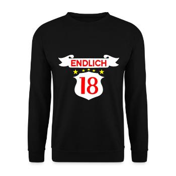 18. Geburtstag endlich 18 - Unisex Pullover - Schwarz - Vorne - Alina (178cm) & Michal (187cm)
