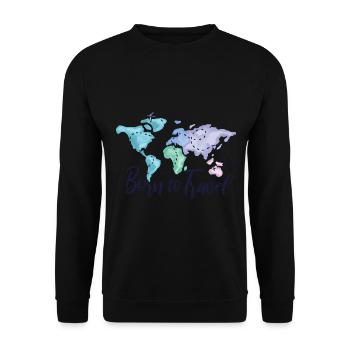 World Map with Europe Asia America Shirt Gift - Unisex Sweatshirt - black - Front - Alina (178cm) & Michal (187cm)