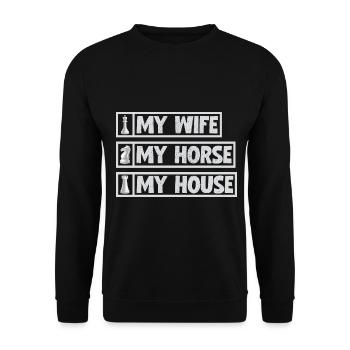 Schach Figuren Schachbrett Schachspieler Schach - Unisex Pullover - Schwarz - Vorne - Alina (178cm) & Michal (187cm)