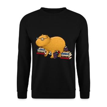 Capybara Livres Lecture avec lunettes Nerd - Sweat-shirt Unisexe - noir - Devant - Alina (178cm) & Michal (187cm)