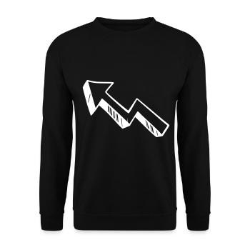Pfeil Zeichnung Skizze weiß - Unisex Pullover - Schwarz - Vorne - Alina (178cm) & Michal (187cm)