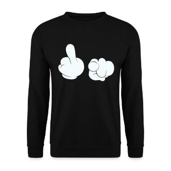 Fick dich Stinkefinger Mittelfinger - Unisex Pullover - Schwarz - Vorne - Alina (178cm) & Michal (187cm)
