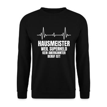 Hausmeister facility manager Sprüche Geschenk - Unisex Pullover - Schwarz - Vorne - Alina (178cm) & Michal (187cm)