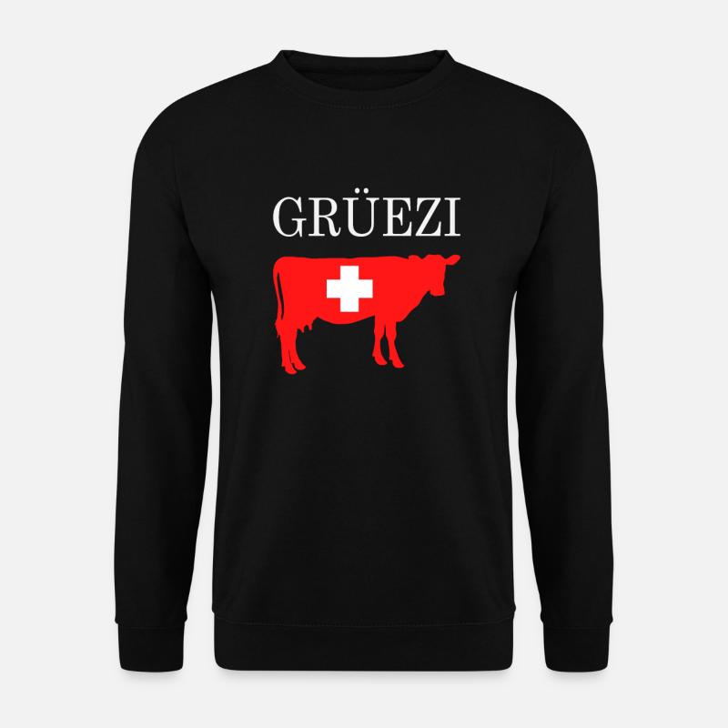 Grüezi Schweiz Flagge Schweizerdeutsch Geschenk - Unisex Pullover - Schwarz