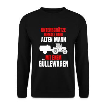 Landwirt Gülle Jauche Güllewagen Traktor fahren - Unisex Pullover - Schwarz - Vorne - Alina (178cm) & Michal (187cm)