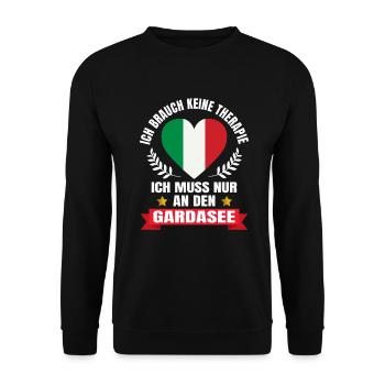 Gardasee Keine Therapie Italien Urlaub Geschenk - Unisex Pullover - Schwarz - Vorne - Alina (178cm) & Michal (187cm)