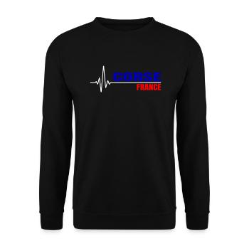 Korsika Frankreich Urlaub Herzschlag Geschenk - Unisex Pullover - Schwarz - Vorne - Alina (178cm) & Michal (187cm)