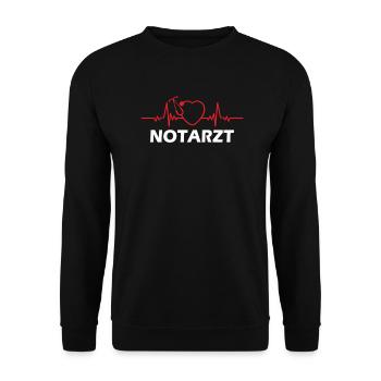Notarzt Design Herzschlag Geschenk - Unisex Pullover - Schwarz - Vorne - Alina (178cm) & Michal (187cm)