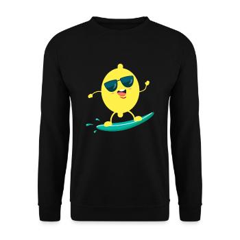 Drôle de citron surfer d’été fruit design - Sweat-shirt Unisexe - noir - Devant - Alina (178cm) & Michal (187cm)