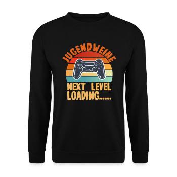 Jugendweihe Geschenke für Jungen und jugendliche - Unisex Pullover - Schwarz - Vorne - Alina (178cm) & Michal (187cm)