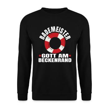 Lustiger Bademeister Spruch Rettungsschwimmer - Unisex Pullover - Schwarz - Vorne - Alina (178cm) & Michal (187cm)