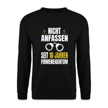 10 Jähriges Dienstjubiläum Firmenjubiläum - Unisex Pullover - Schwarz - Vorne - Alina (178cm) & Michal (187cm)