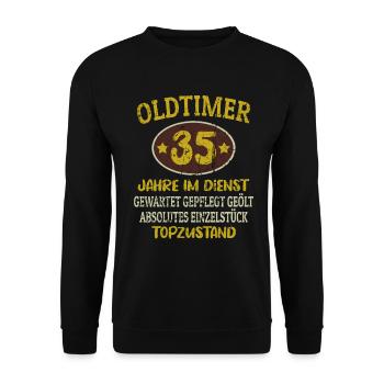 35 Jähriges Dienstjubiläum Firmenjubiläum Oldtimer - Unisex Pullover - Schwarz - Vorne - Alina (178cm) & Michal (187cm)