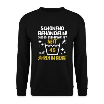 45 Jähriges Dienstjubiläum Firmenjubiläum - Unisex Pullover - Schwarz - Vorne - Alina (178cm) & Michal (187cm)