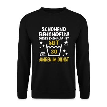 30 Jähriges Dienstjubiläum Firmenjubiläum - Unisex Pullover - Schwarz - Vorne - Alina (178cm) & Michal (187cm)