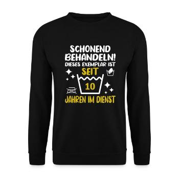 10 Jähriges Dienstjubiläum Firmenjubiläum - Unisex Pullover - Schwarz - Vorne - Alina (178cm) & Michal (187cm)