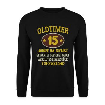 15 Jähriges Dienstjubiläum Firmenjubiläum Geschenk - Unisex Pullover - Schwarz - Vorne - Alina (178cm) & Michal (187cm)