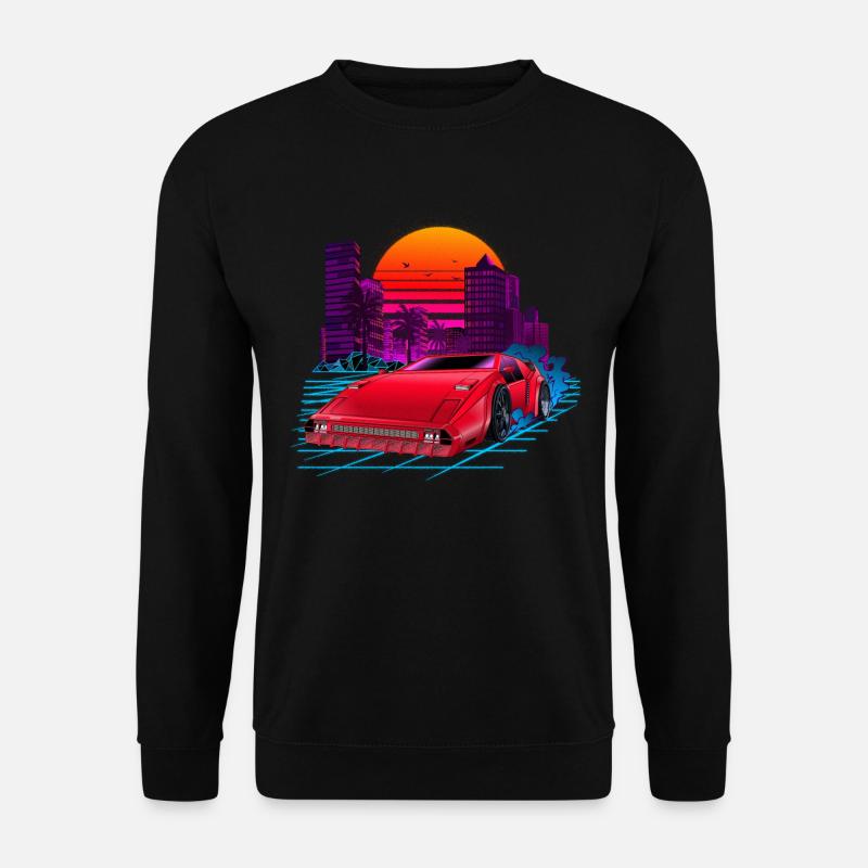 80s Synthwave Retro Car - Unisex Pullover - Schwarz