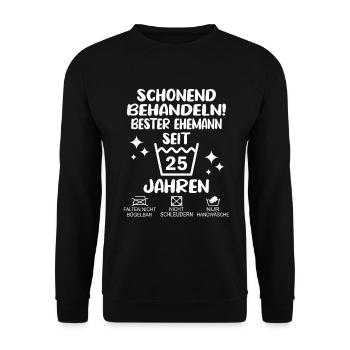 Silberne Hochzeit Ehemann 25 Hochzeitstag - Unisex Pullover - Schwarz - Vorne - Alina (178cm) & Michal (187cm)