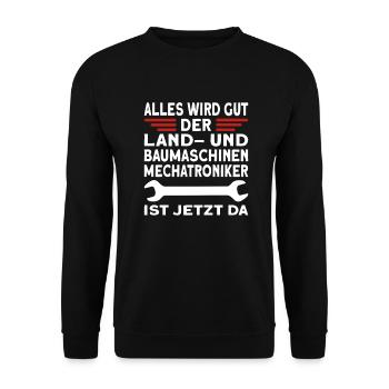 Land und Baumaschinenmechatroniker - Unisex Pullover - Schwarz - Vorne - Alina (178cm) & Michal (187cm)