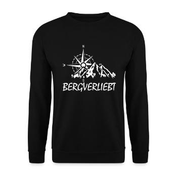 Wandern Bergverliebt Kompass Wanderer - Unisex Pullover - Schwarz - Vorne - Alina (178cm) & Michal (187cm)