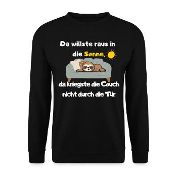 Fun Design-Geschenkidee-Lustiges Design - Faultier - Unisex Pullover - Schwarz - Vorne - Alina (178cm) & Michal (187cm)