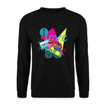 80s Retro Cassette 80s Outfit I Love the 80s - Unisex Sweatshirt - black - Front - Alina (178cm) & Michal (187cm)