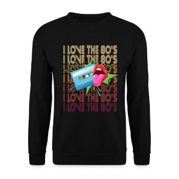 80s Retro Cassette 80s Outfit I Love the 80s - Unisex Sweatshirt - black - Front - Alina (178cm) & Michal (187cm)