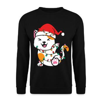 Weihnachten Katze Geschenke - Unisex Pullover - Schwarz - Vorne - Alina (178cm) & Michal (187cm)