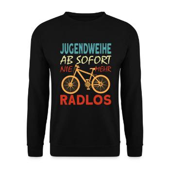 Jugendweihe Geschenke für Jungen und jugendliche - Unisex Pullover - Schwarz - Vorne - Alina (178cm) & Michal (187cm)