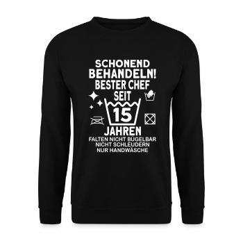 Chef 15 Jahre Dienstjubiläum Bester Chef Jubiläum - Unisex Pullover - Schwarz - Vorne - Alina (178cm) & Michal (187cm)