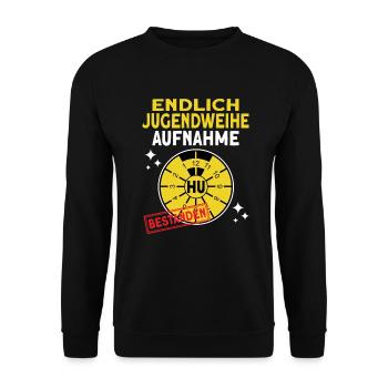 Jugendweihe Geschenke für jugendliche - Unisex Pullover - Schwarz - Vorne - Alina (178cm) & Michal (187cm)