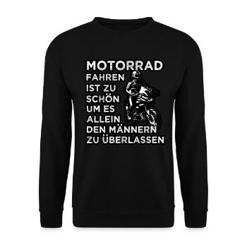 Motorrad Motorradfahrerin Bikerin Biker - Unisex Pullover - Schwarz - Vorne - Alina (178cm) & Michal (187cm)