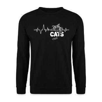 Heart Beat Cats - Unisex Pullover - Schwarz - Vorne - Alina (178cm) & Michal (187cm)