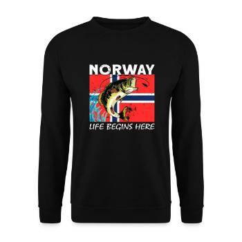 Norvège Pêche Voyage de pêche Norvège Voyage de pêche - Sweat-shirt Unisexe - noir - Devant - Alina (178cm) & Michal (187cm)