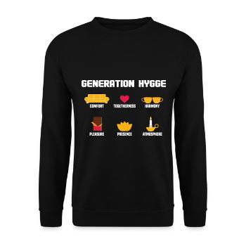 Generation Hygge I Danish Lifestyle I Gift - Unisex Sweatshirt - black - Front - Alina (178cm) & Michal (187cm)