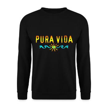 Funny sayings, Pura Vida Beautiful life All good - Unisex Sweatshirt - black - Front - Alina (178cm) & Michal (187cm)
