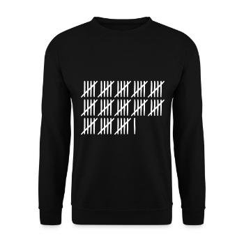 66. Geburtstag Strichliste 66 Jahre alt - Unisex Pullover - Schwarz - Vorne - Alina (178cm) & Michal (187cm)