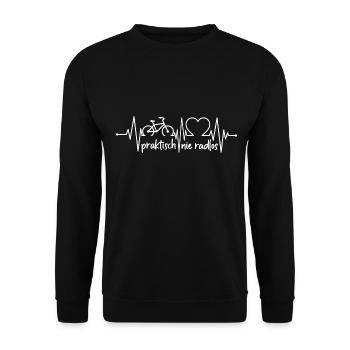 praktisch nie radlos Radlershirt Radler Spruch Rad - Unisex Pullover - Schwarz - Vorne - Alina (178cm) & Michal (187cm)