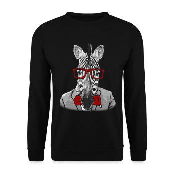 Hipster Zebra - Sweat-shirt Unisexe - noir - Devant - Alina (178cm) & Michal (187cm)