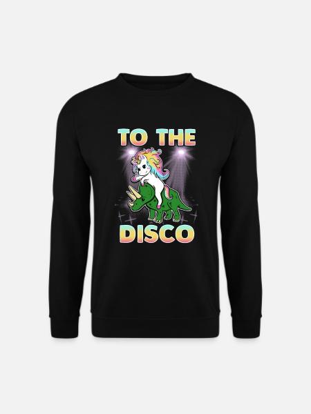 To the Disco Einhorn und Dinosaurier - Unisex Pullover - Schwarz