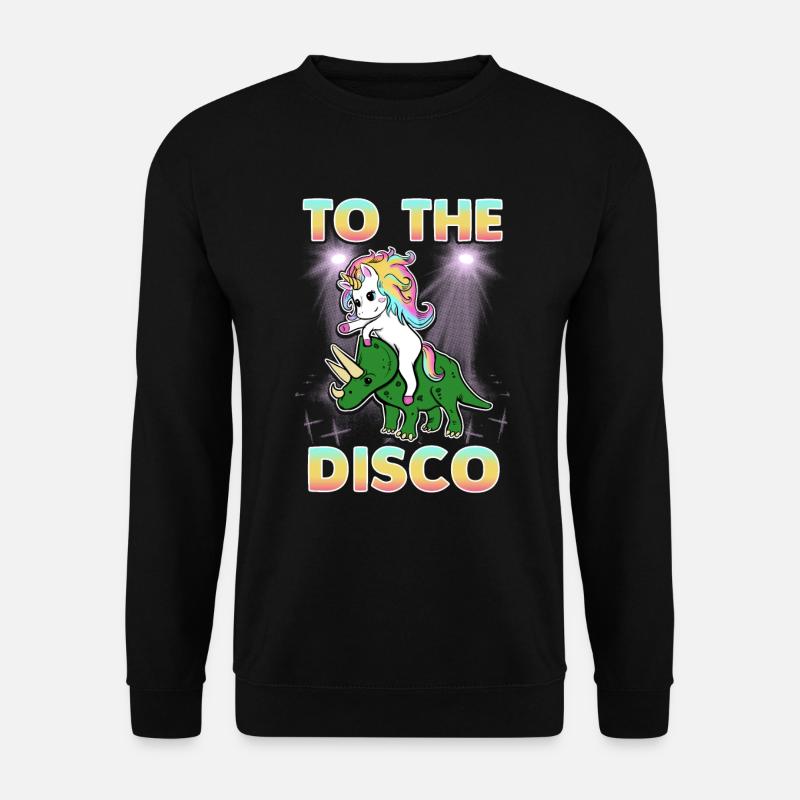 To the Disco Einhorn und Dinosaurier - Unisex Pullover - Schwarz