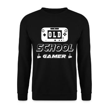 OLD SCHOOL GAMER SHIRT GAMING - Unisex Pullover - Schwarz - Vorne - Alina (178cm) & Michal (187cm)