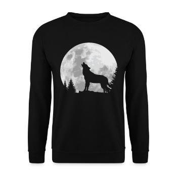 Wolf moon mystic pack wolves full moon gift - Unisex Sweatshirt - black - Front - Alina (178cm) & Michal (187cm)