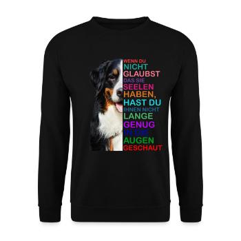 Bernese Mountain Dog soul regarde un propriétaire de chien - Sweat-shirt Unisexe - noir - Devant - Alina (178cm) & Michal (187cm)