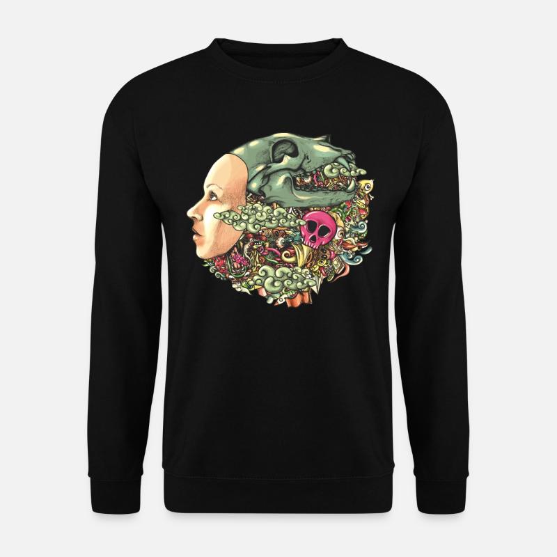 Hut-Schädel-Gekritzel - Unisex Pullover - Schwarz