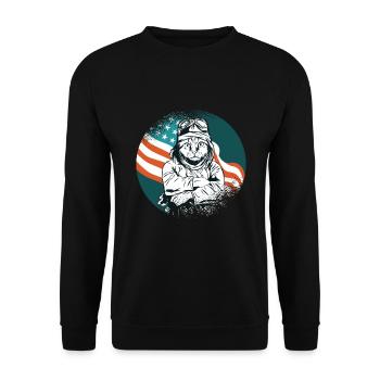 Chaton chat avion pilote - Sweat-shirt Unisexe - noir - Devant - Alina (178cm) & Michal (187cm)